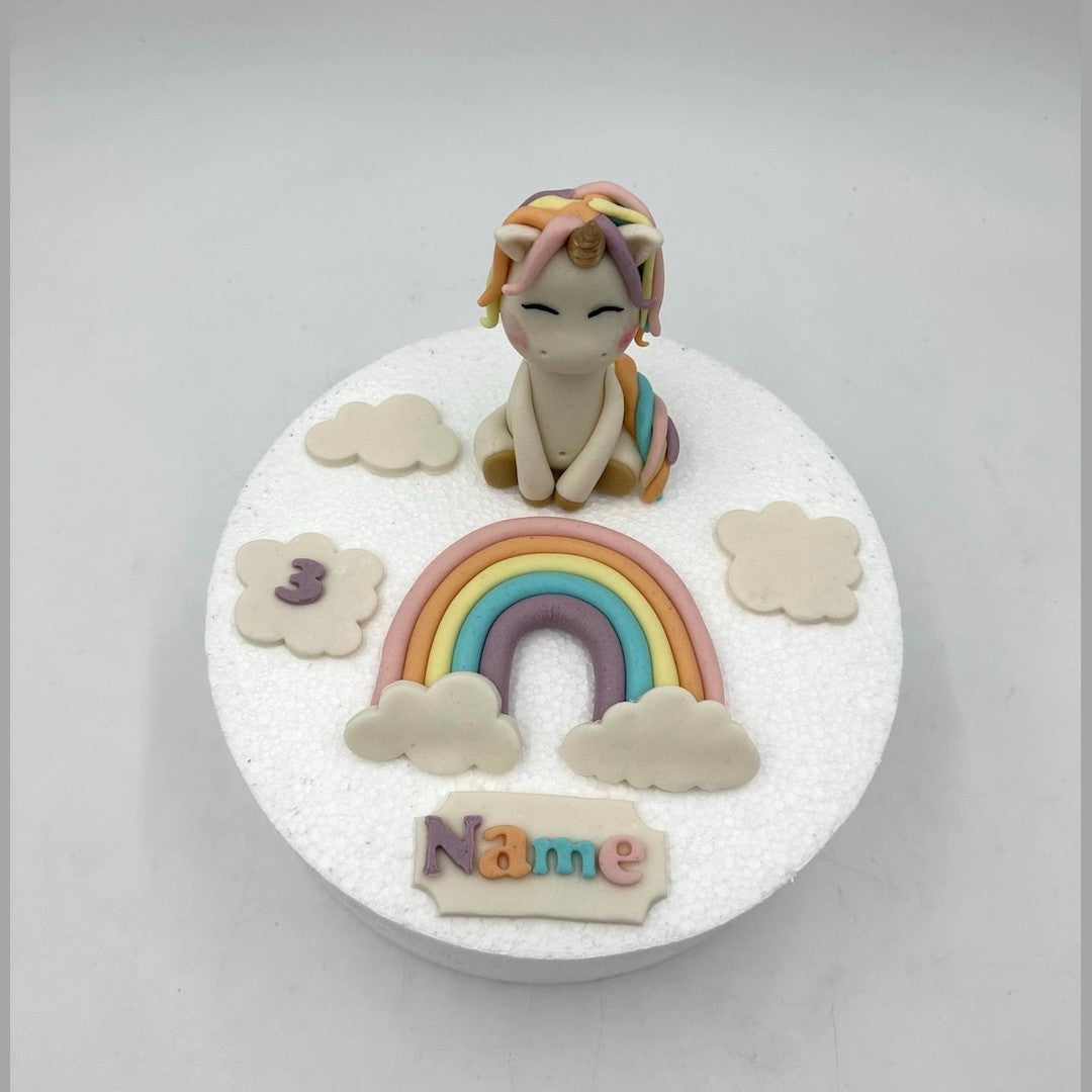 Einhorn Regenbogen Tortendeko – Ansicht von vorne