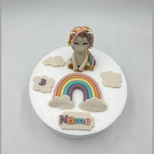 Einhorn Regenbogen Tortendeko – Ansicht von vorne